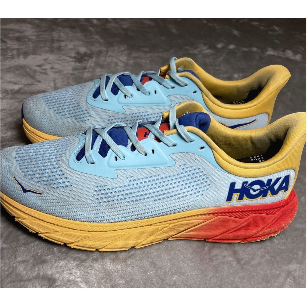 HOKA ONE ONE Mach 4 Mens 11 Blue Yellow Running Shoes Lightweight Trainer